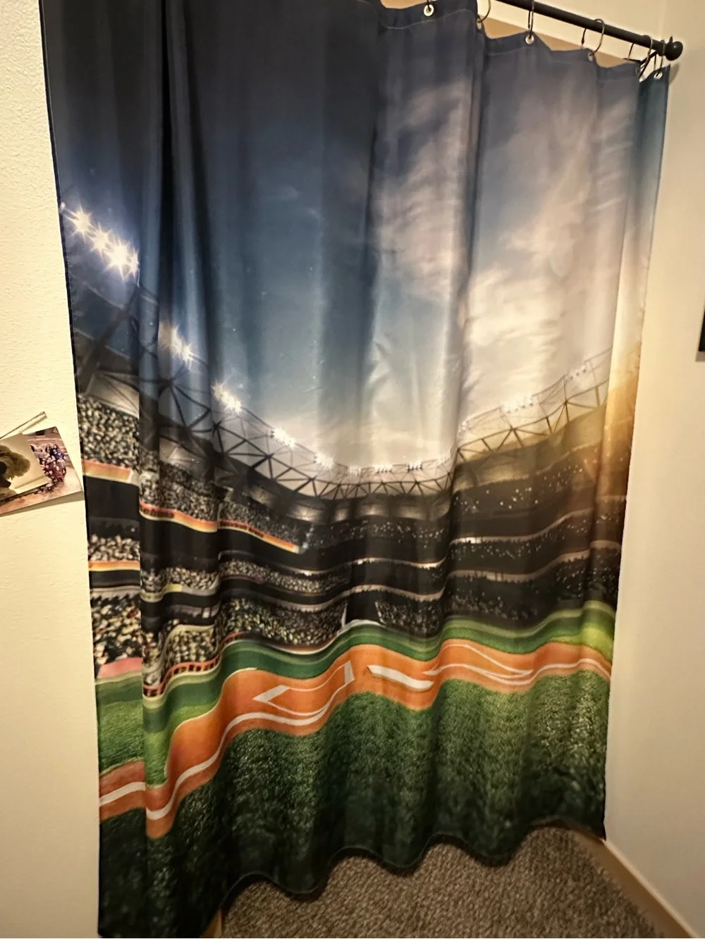 Latitude Run Sports Shower Curtain (Game Thrill Stadium Photo Multicolor) 69x84”